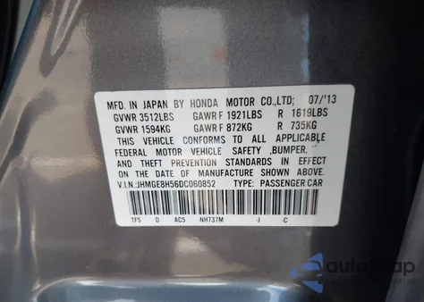 2013 Honda Fit Sport z USA, uszkodzony, nr VIN JHMGE8H56DC060852